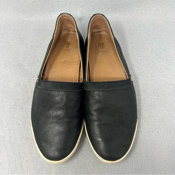 FRYE Melanie Black Italian Leather Distressed Flat Loafers Size 6M - Picture 5 of 12